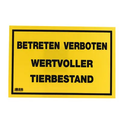 Sofort Bestellen Warnschild Wertvoller Tierbestand 20x30 cm – Kunststoff