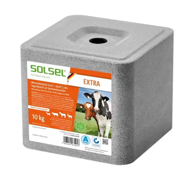 SOLSEL® EXTRA | 10 kg | Mineralleckstein für Rinder, Pferde, Ziegen & Wild Direkt Vom Hersteller