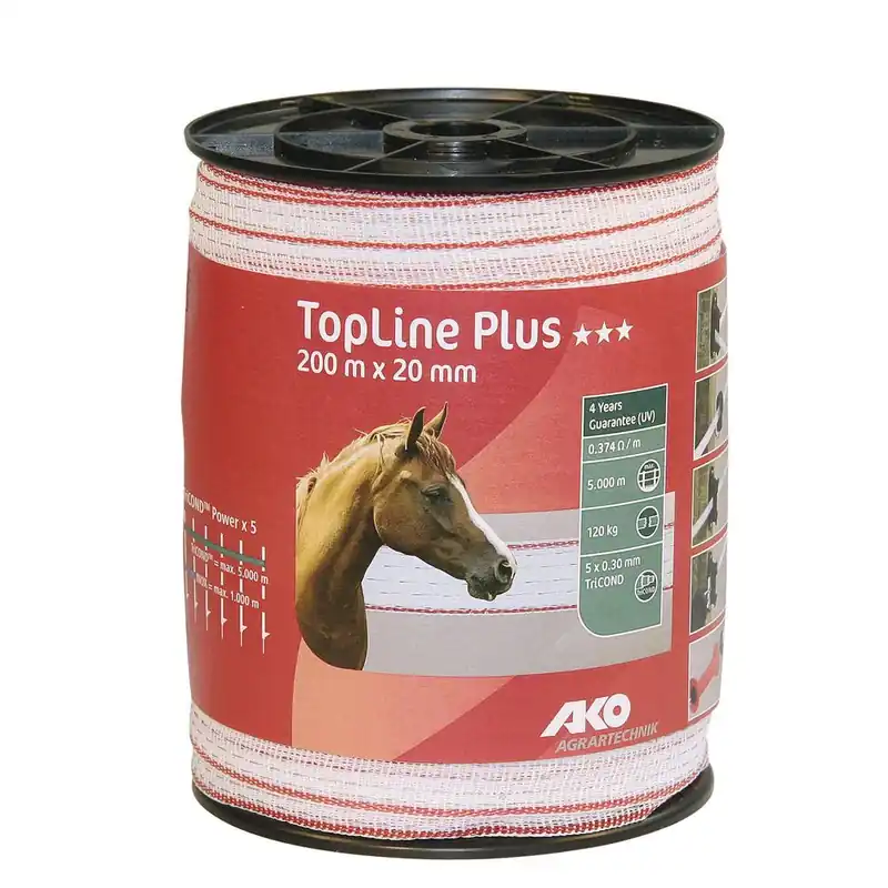 Weidezaunband TopLine Plus 200m x 20mm weiß / rot Abverkauf
