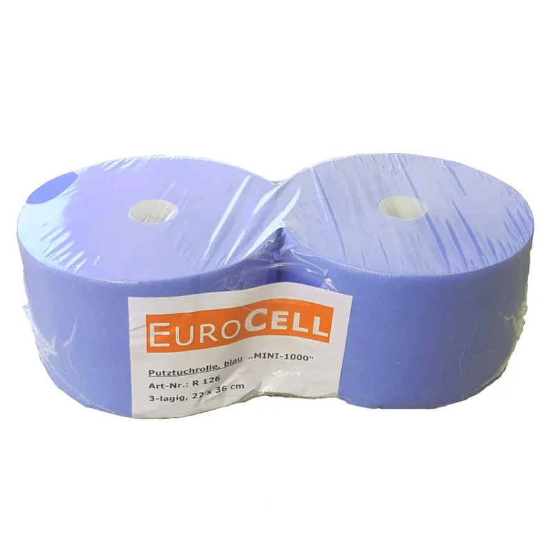 Preiswert Putzrolle / Werkstattpapier blau 3-lagig Doppelrolle 2x1000 Blatt 22x36 "MINI 1000"