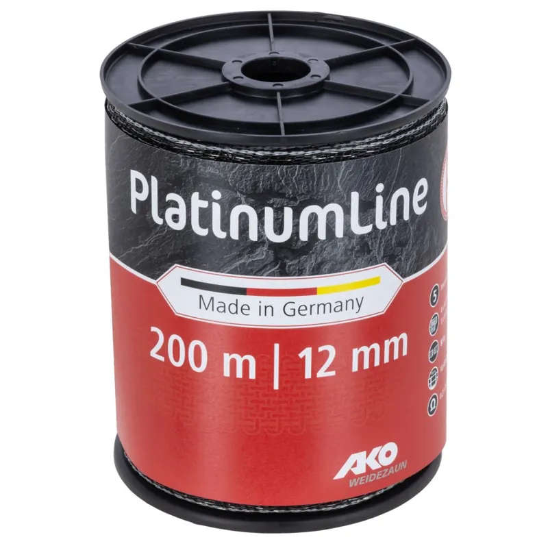 Weidezaunband PlatinumLine | 200 m x 12 mm | weiß - schwarz | AKO Kracherpreis