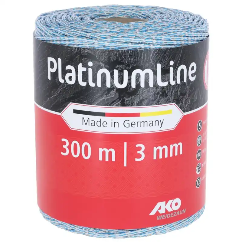 Highlight Weidezaunlitze PlatinumLine | 300 m x 3 mm | weiß - blau | AKO