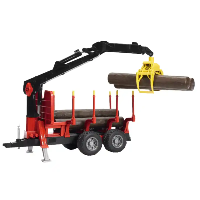 Neue Ware Bruder  02252 Bruder Rückeanhänger Ladekran 4 Baumstämmen und Holzgreifer Profi Serie