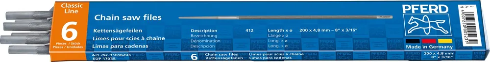 Pferd  Kettensägenfeile Standard Durchmesser 4,0 - 7,9 mm Länge 200mm 6 Stück PFERD Markenprodukt