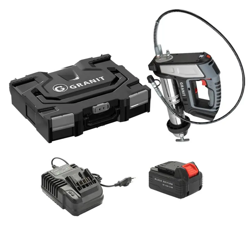 Schneller Versand GRANIT Black Edition Akku-Fettpressen-Set