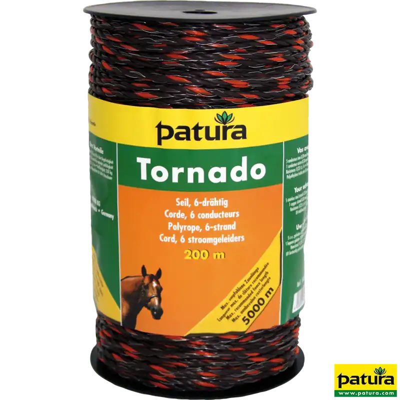 Patura  Tornado Seil 200 m Rolle, braun-orange Geprüft