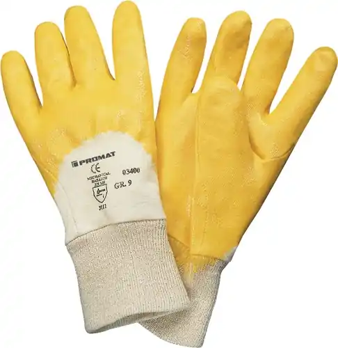 PROMAT Handschuhe Größe 8 gelb Strickbund. teilbeschichtet Rabatt