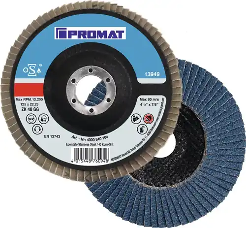 PROMAT Fächerscheibe Durchmesser 125 mm Körnung 40 konisch 40 Solange Der Vorrat Reicht