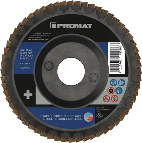 PROMAT Premium-Fächerscheibe 2in1 Durchmesser 125 mm Körnung 60 flach 40 Knallerangebot