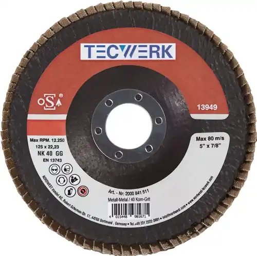 Neuheit TECWERK Fächerscheibe Durchmesser 125 mm Körnung 60 konisch