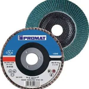 Billig PROMAT Fächerscheibe Durchmesser 115 mm Körnung 120 konisch 40 8500 min-¹