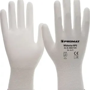 PROMAT Handschuhe Größe 10 (XXL) weiß Strickbund. Innenhand beschichtet Echt