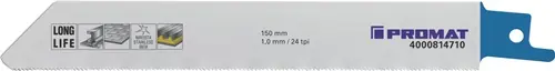 Kracherpreis PROMAT Säbelsägeblatt Länge 300 mm Breite 22 mm Long Life. Holz mit Metallrückständen. Stahlrohre. -profile. Vollmaterial. Parallelschnitt. TWINCUT Verzahnung (Nicht verfügbar) 19 mm
