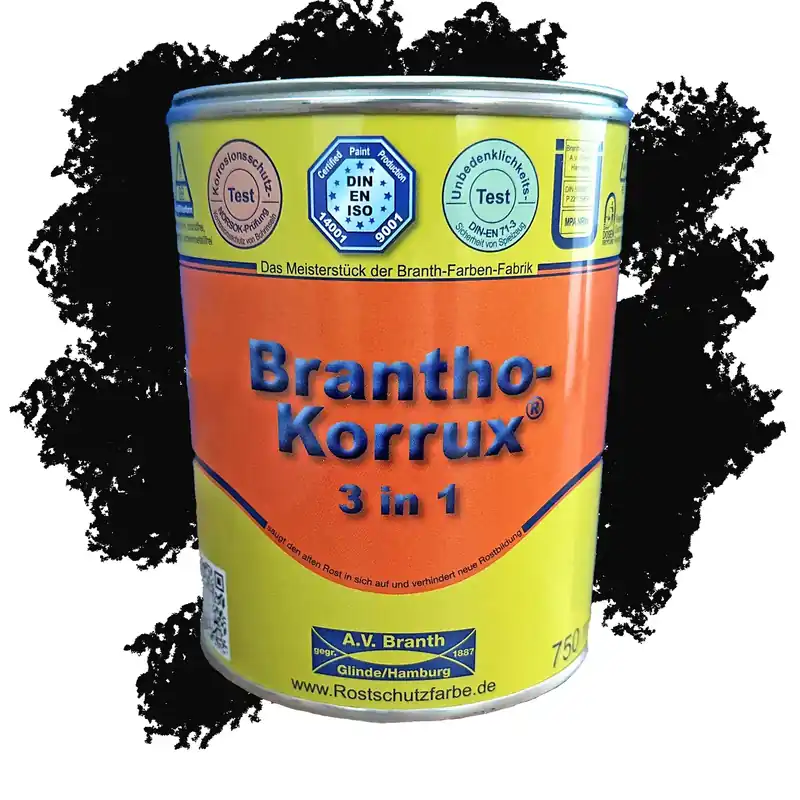 Brantho-Korrux 3 in 1 (Schlepperlack), 5 Liter RAL 3009 Rotbraun RAL 1007 Narzissengelb Heißes Angebot