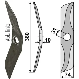 Ausverkauf Industriehof® Rollspatenmesser links/rechts 380 x 74 x 10 mm Bohrung 31 mm für Hankmo-Tume Omme