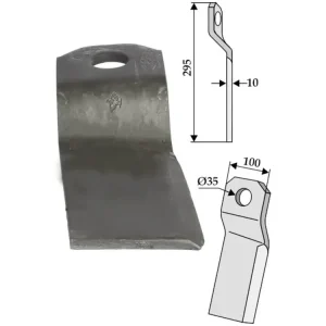 Bestseller Industriehof® Mulchmesser kurz, verdreht, links/rechts, 295 x 100 x 10 mm, Bohrung 35 mm für Ungarn