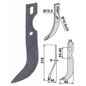 Aktuell Industriehof® Fräsmesser links/rechts 218 x 35 x 6 mm, Bohrung 10,5 mm, universal
