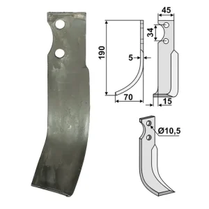 Industriehof® Fräsmesser links/rechts 190 x 45 x 5 mm, Bohrung 10,5 mm, für Fort Abverkauf