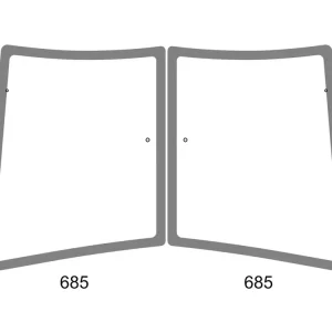 Eckscheibe grün, links/rechts, Siebdruck, für Traktor Massey Ferguson 5.S, 6.S, 7.S, 600, 5000, 6000, 7000, 8000 Solange Der Vorrat Reicht