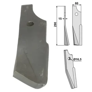 Industriehof® Rotorzinken links/rechts 290 x 60 x 15 mm, Bohrung 16,5 mm für Kuhn Preis Gesenkt