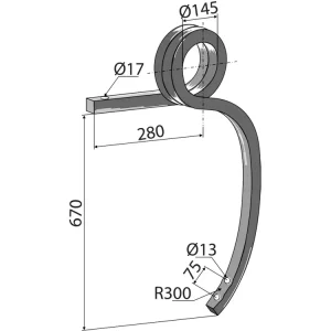 Industriehof® Schwergrubberstiel links/rechts gedreht, 670 x 35 x 35 mm für Amazone: Centaur Markenware