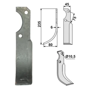 Sale Industriehof® Fräsmesser links/rechts 235 x 45 x 6 mm, Bohrung 10,5 mm, für Fort, Roteco