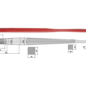 Industriehof® Löffelzinken 1.100 mm; 1.400 mm, M 30 x 2 AG, spitz, mit konischer Mutter, für Kverneland Preis Gesenkt