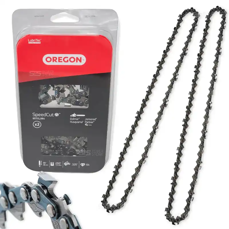 2er-Pack Oregon SpeedCut Sägekette 95VPX064E 325" 1,3 mm 64 TG 38 cm Halbmeißel Twinpack Preiswert