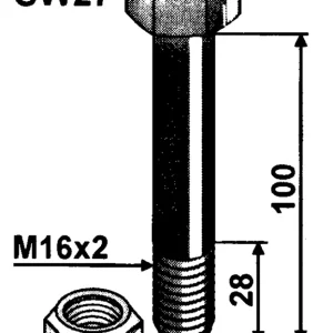 Direkt Vom Hersteller Schraube mit Sicherungsmutter M16x2x100,10.9