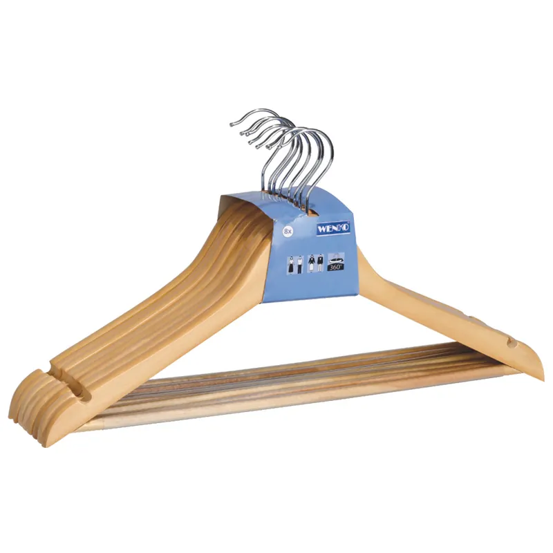 Billig Wenko Kleiderbügel aus Holz 8er Pkg.