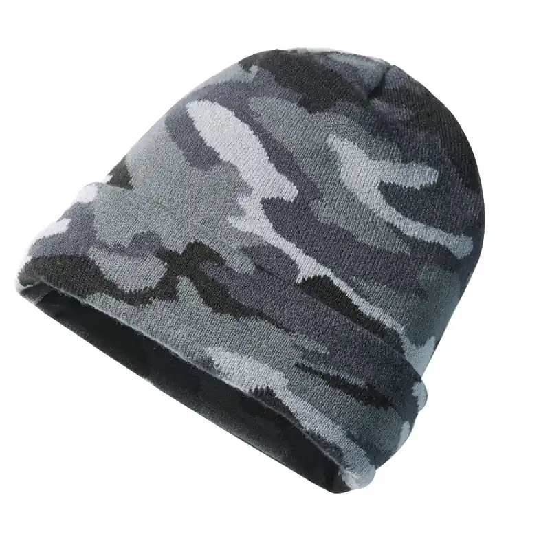 Angebot Strickmütze Camouflage grau