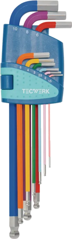 Geprüft Tecwerk Inbusschlüssel-Satz 9-tlg. farbmarkiert