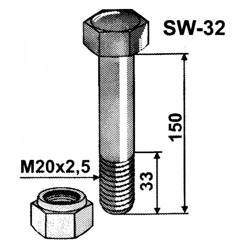 Bestseller Schraube M20x2,5x150 mm, 10.9