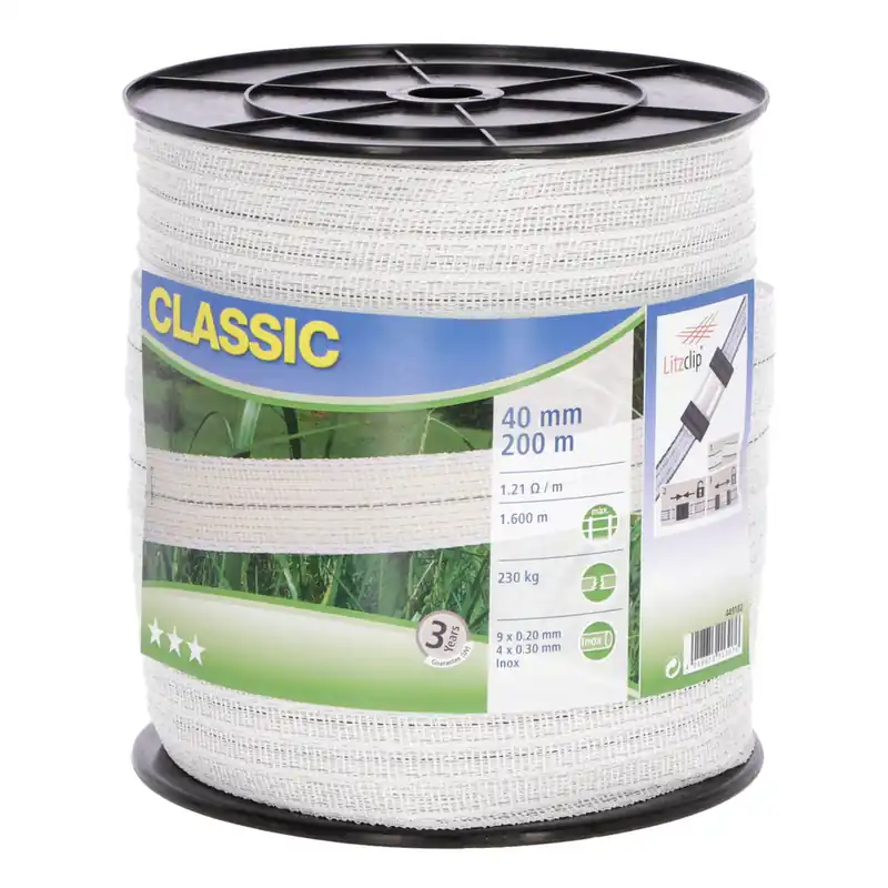 Begrenztes Angebot Weidezaunband Classic weiß, 40 mm / 200 m
