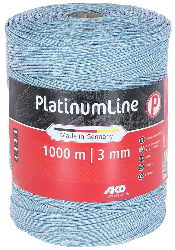 Günstig AKO Weidezaunlitze Platinum weiß/blau 3 mm / 1000 m