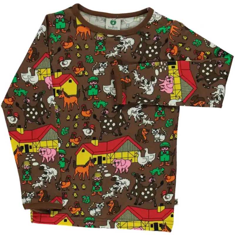 Super-Preis Langarmshirt Farmtiere braun 1-2 Jahre