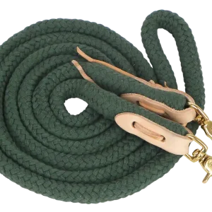 Sale Zügel geschlossen, 3 m Länge, mit Lederadapter, Messingkarabiner Braun / Beige