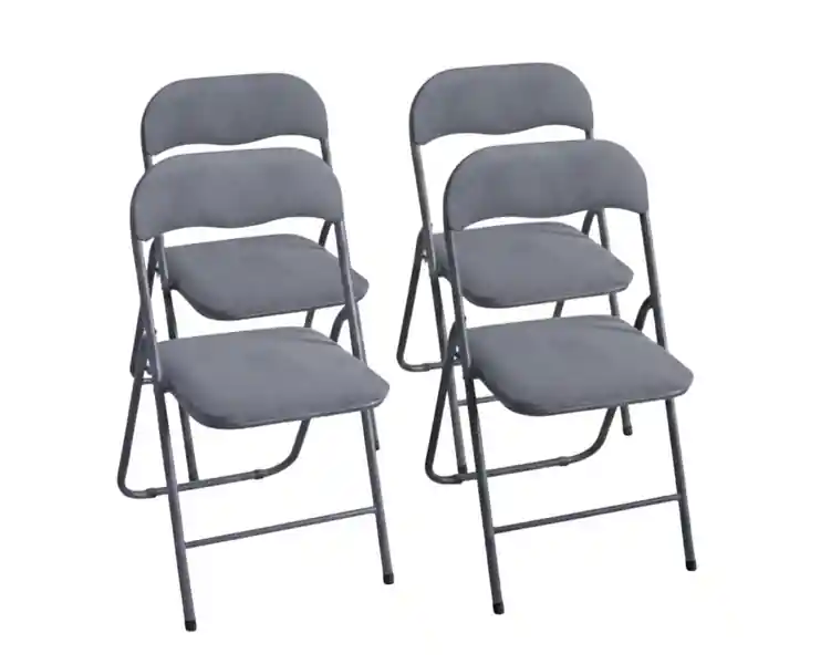 Sofort Bestellen Klappstuhl 4er Set SAMT GRAU Eleganter Faltstuhl Gepolstert Max. 100 kg Robuster Gästestuhl Platzsparend & Bodenschonend für Küche Balkon & Events