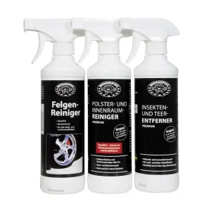 Hotrega KFZ Reiniger Pflege Set 3-tlg. Felge Polster Lack Insekten Innen Aussen Heißes Angebot