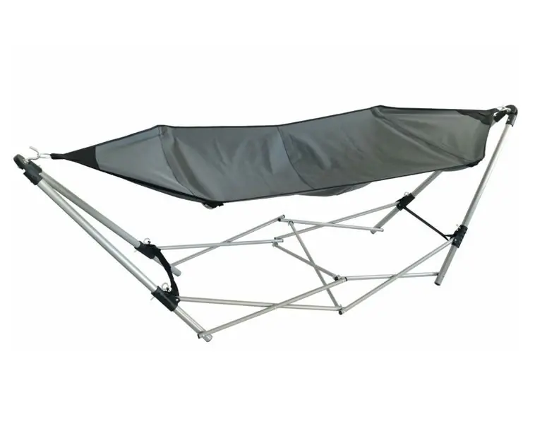 Aktuell Gartenliege Hängematte Grau Faltbar 245x80x70cm mit Tragetasche
