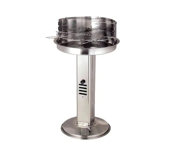 Schnäppchen Edelstahl Holzkohlegrill Säulenstandgrill 1997 rund 39 cm BBQ Standgrill 78 cm
