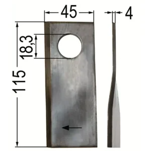 Billig Klinge gedreht li. 115 x 45 x 4, Ø = 18,3 mm