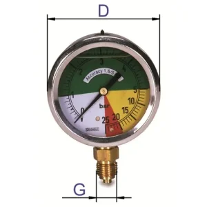 Neue Ware Manometer 0-15/60 Bar, Anschluss unten 1/4"