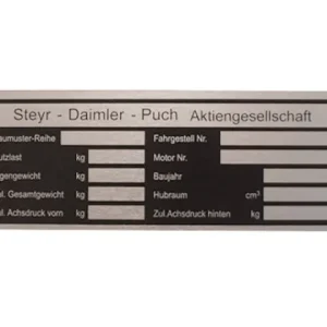 Typenschild zu Steyr T80/T280 Sonderaktion