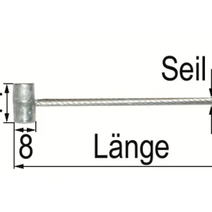 Highlight Seil 2,5mm L=2,1m mit Quernippel 8x14