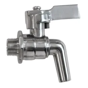 Markenware Auslaufkugelhahn 3/8" aus Nirostahl mit Abfüllungsdüse Nirostahlhebel