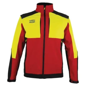 Solange Der Vorrat Reicht Solidur Softshell Jacke Woda rot/gelb Gr L