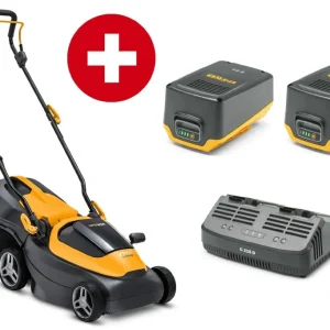 Kracherpreis Stiga Akku-Rasenmäher Collector 140e Kit - mit 2 x 4 Ah Akku und Doppel-Ladegerät