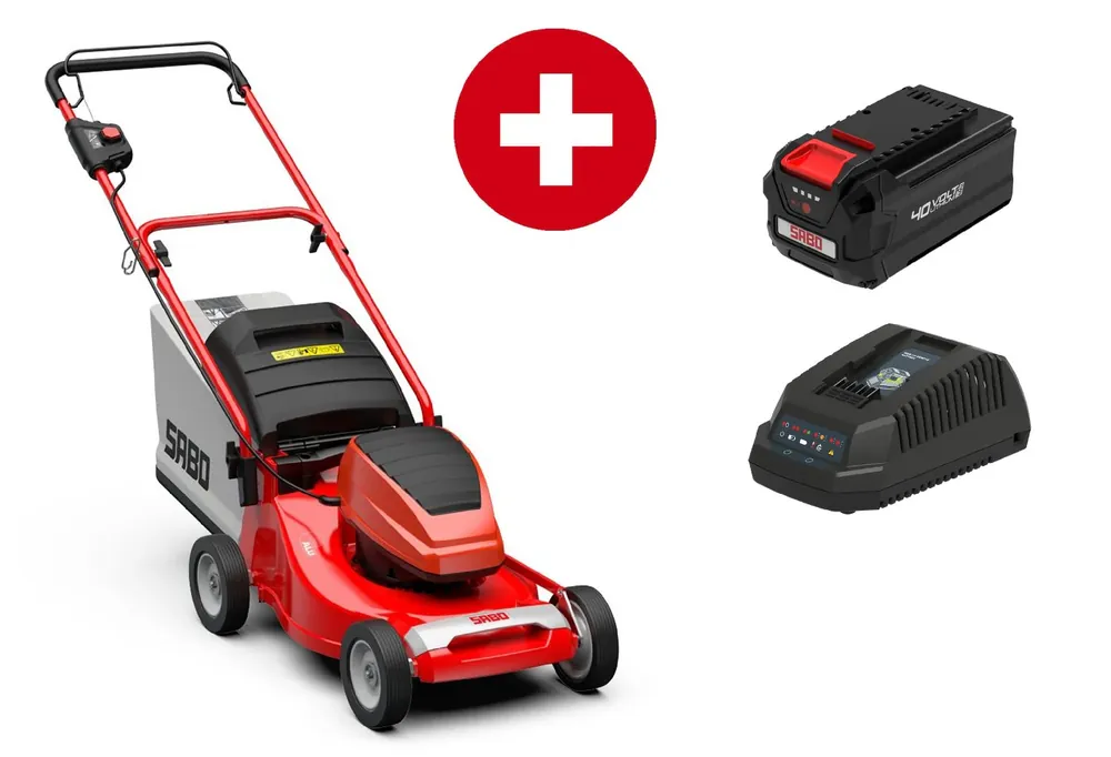 Sabo Akku-Rasenmäher 43-Accu Set mit 4Ah Akku und Ladegerät Preisreduziert