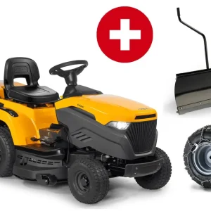 Zertifiziert Stiga Rasentraktor Estate 598 - Winterpaket mit Schneeschild und Schneeketten